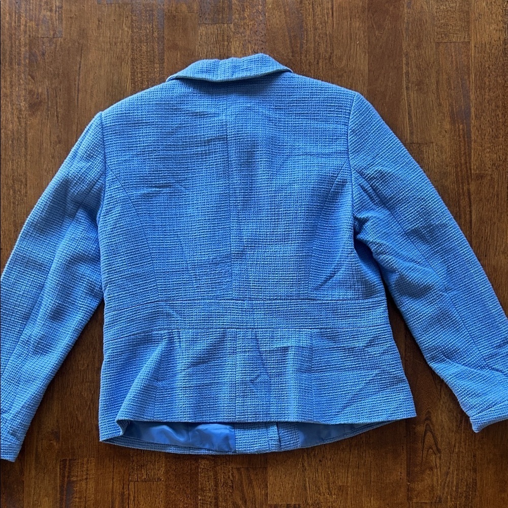 Talbots tweed knit blazer Peter pan collar, periwinkle blue women’s size 10 - Picture 2 of 11